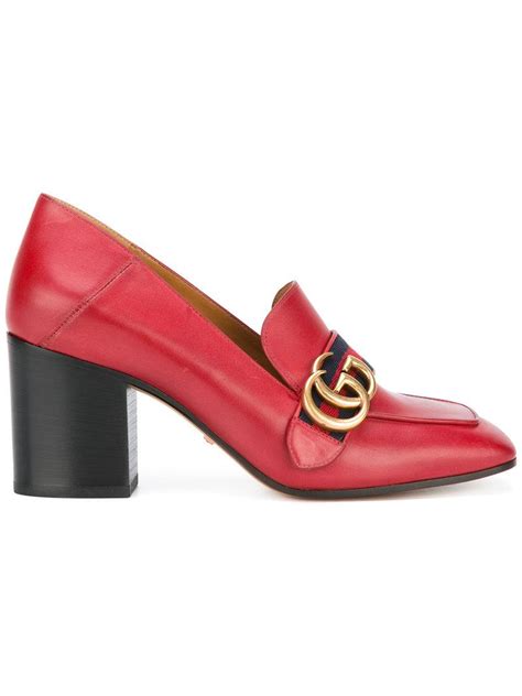 gucci leather mid heel pump red|gucci leather mid heel loafer.